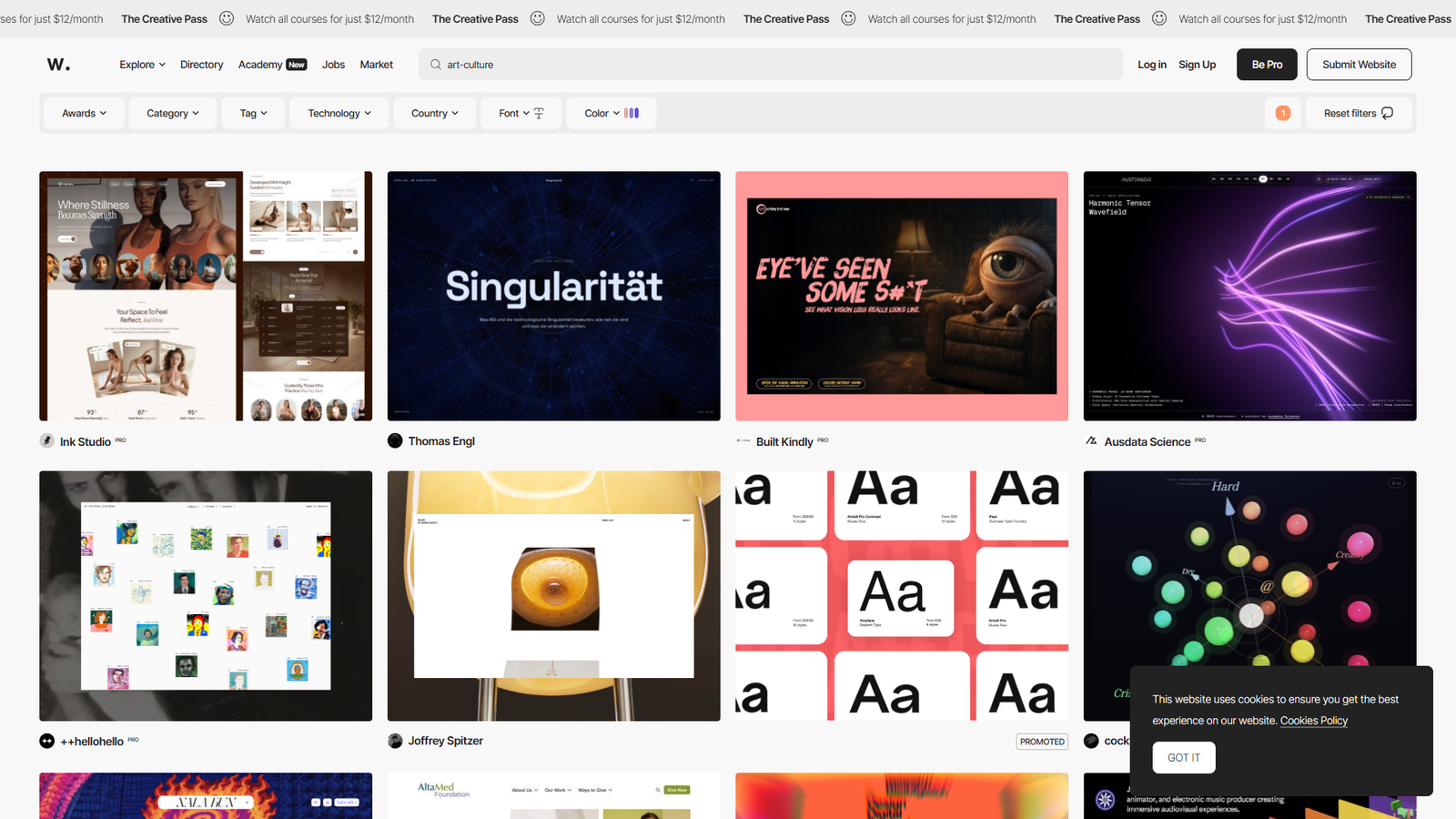 Awwwards Art and Culture Winners